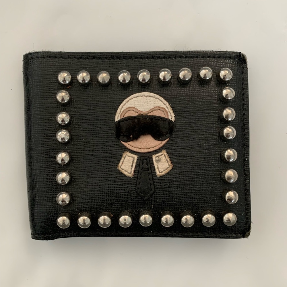 Fendi Karlito Carlith Bi-Fold Short Wallet Black